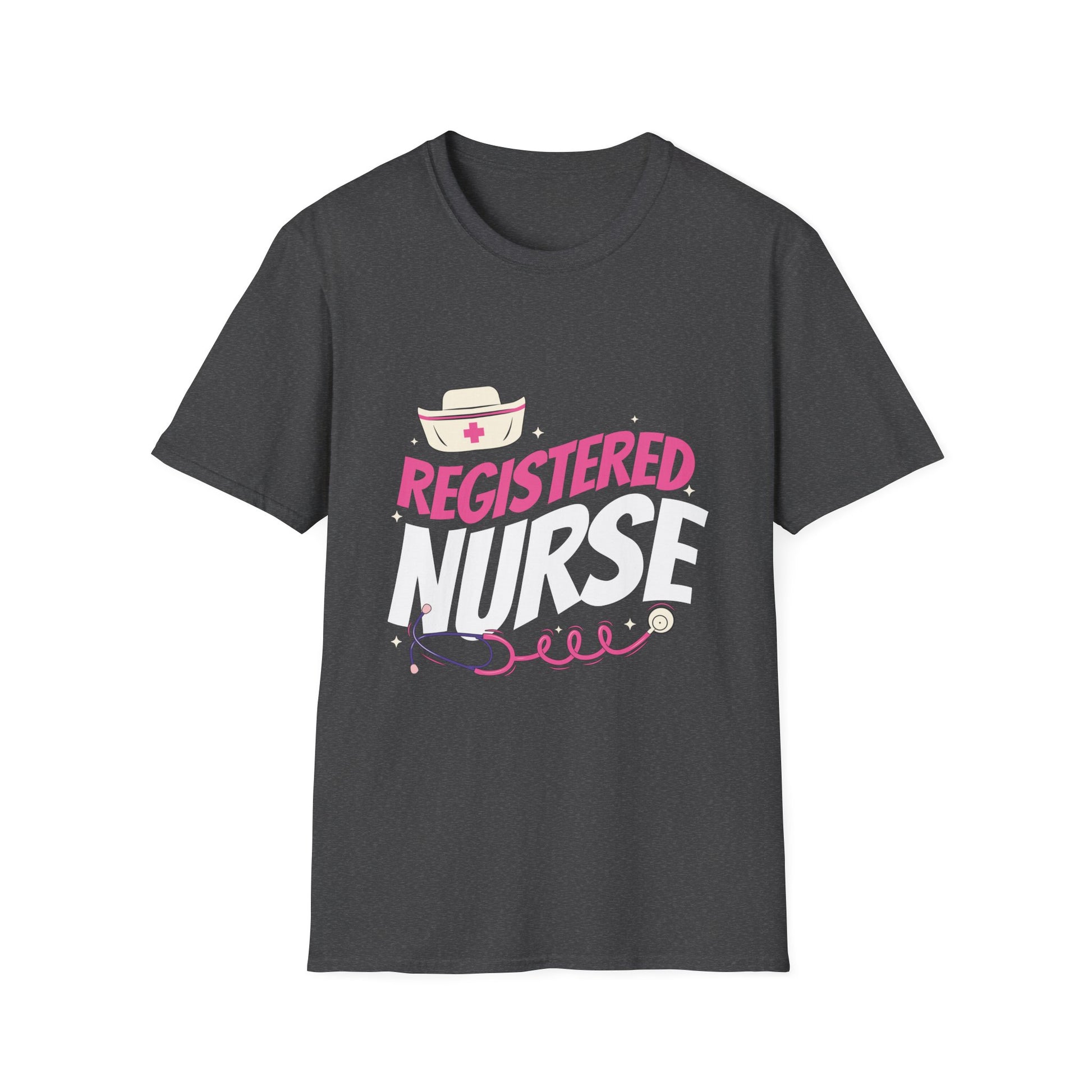 Registered Nurse T-Shirt — Pink Stethoscope & Nurse Hat