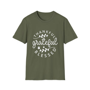 Thankful Grateful Blessed T-Shirt — Thanksgiving Fall Comfort Tee
