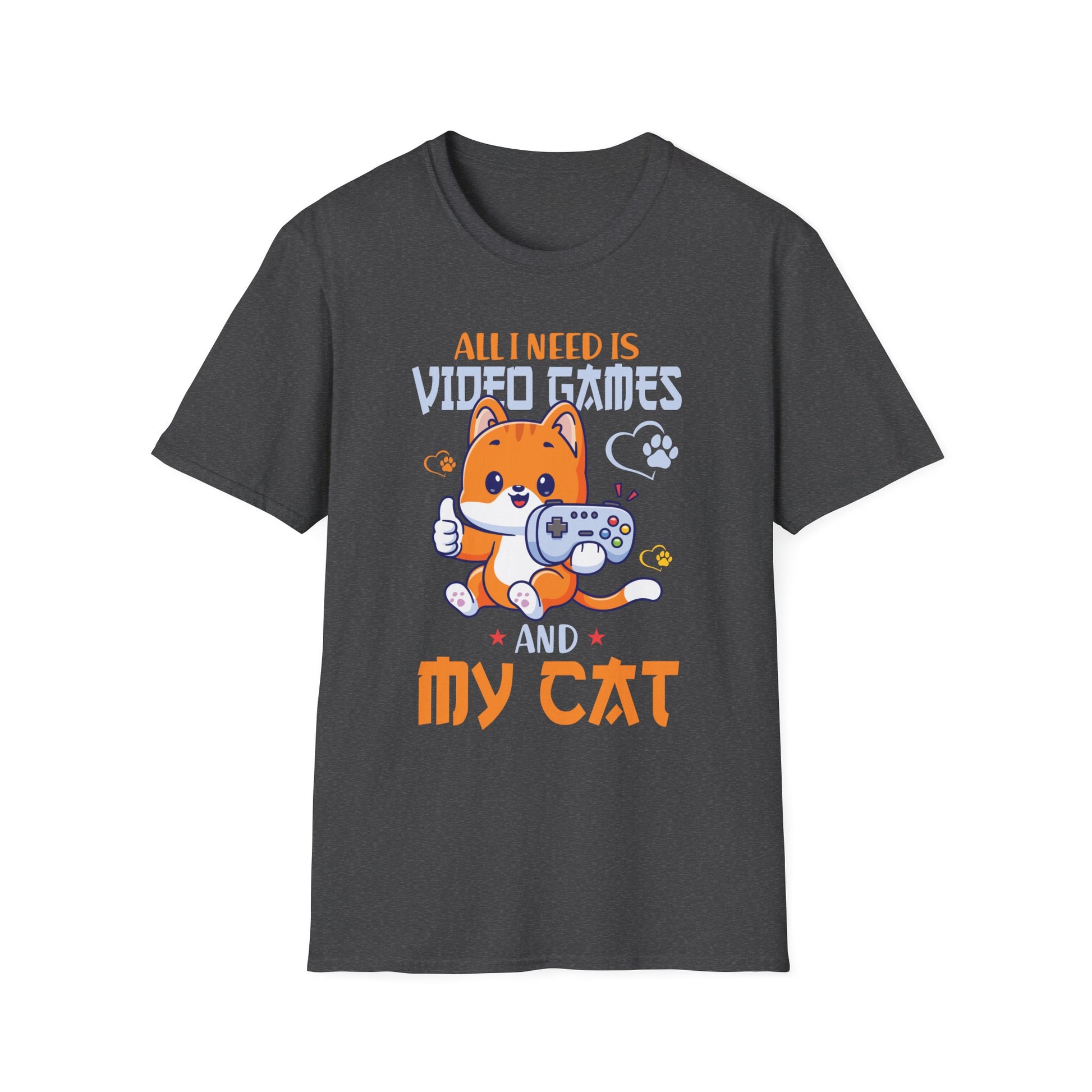 Funny All I Need Is Video Games And My Cat Gamer Gaming Unisex T-Shirt
