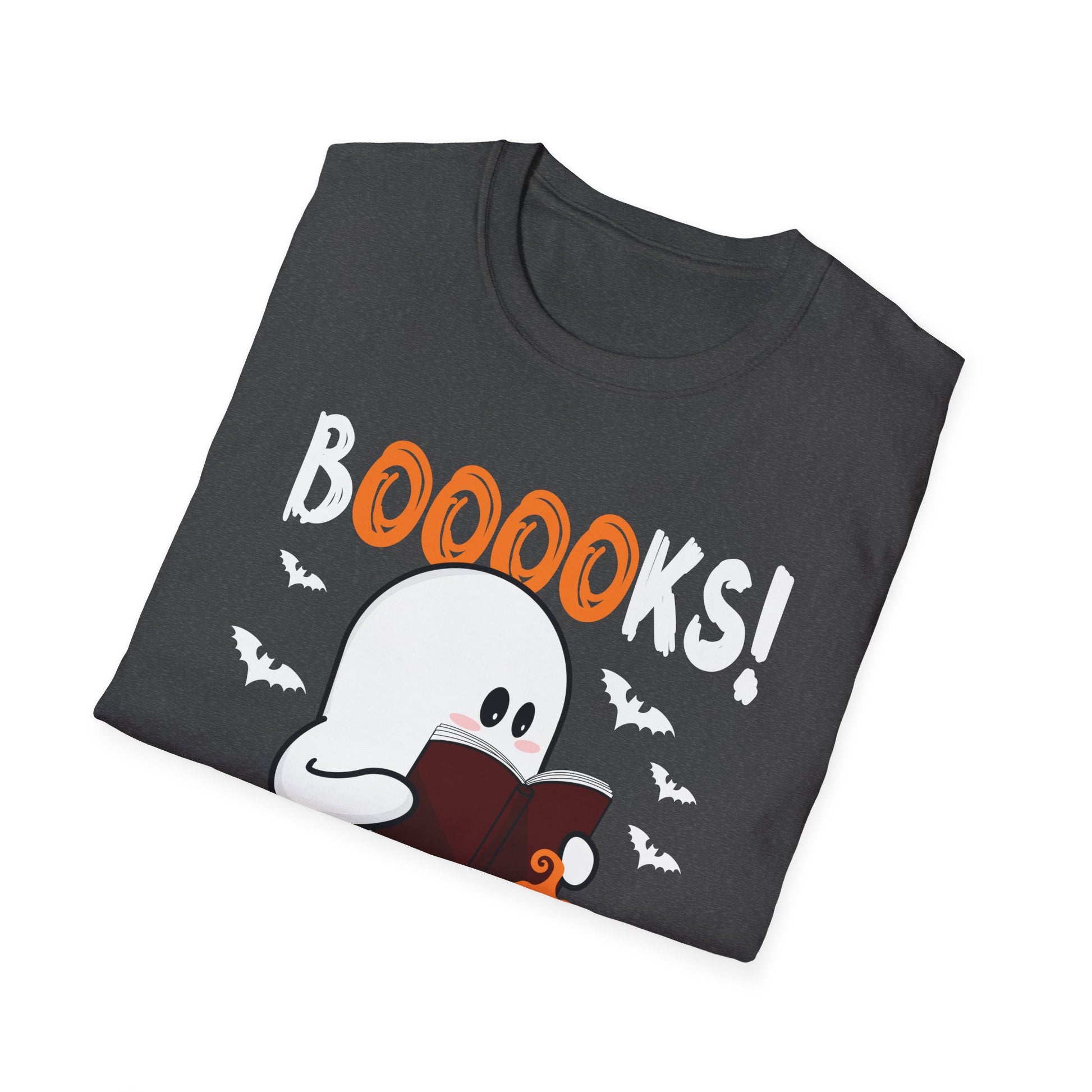 Halloween Ghost Booklover T-Shirt — "Booooks!" Cute Reading Pumpkin Tee