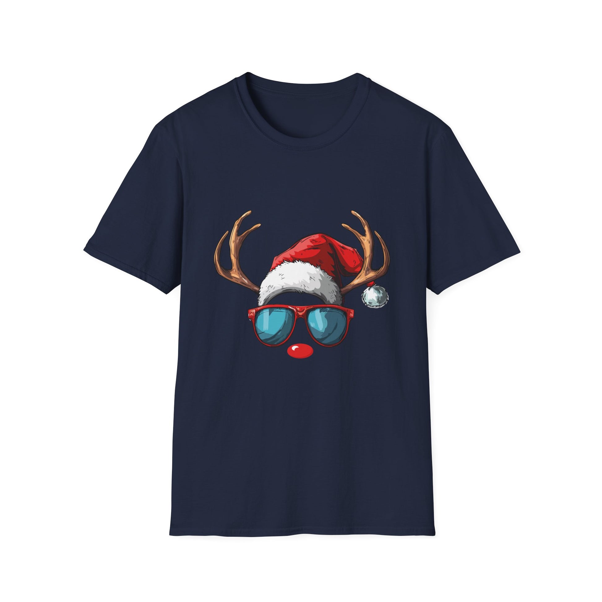 Christmas Reindeer Face Glasses Matching Family Christmas Unisex T-Shirt