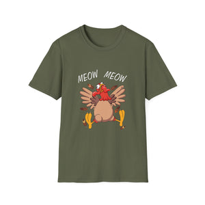 Funny Chicken 'Meow Meow' T-Shirt — Novelty Farm Animal Graphic Tee