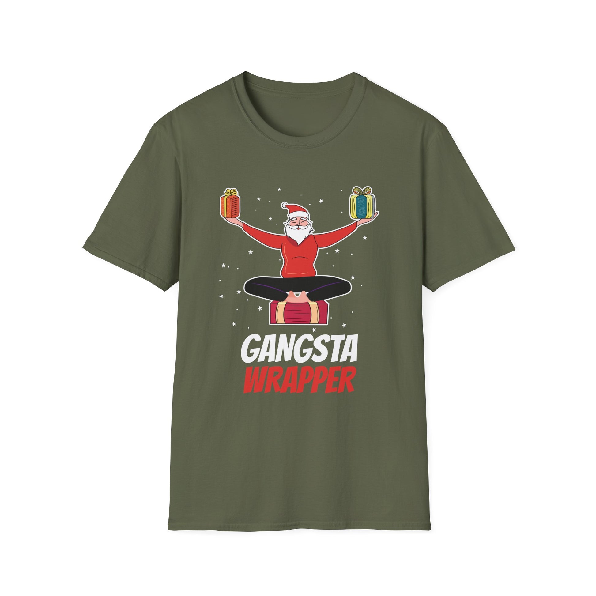Funny Christmas Pajama Gangsta Wrapper Christmas Unisex Softstyle T-Shirt