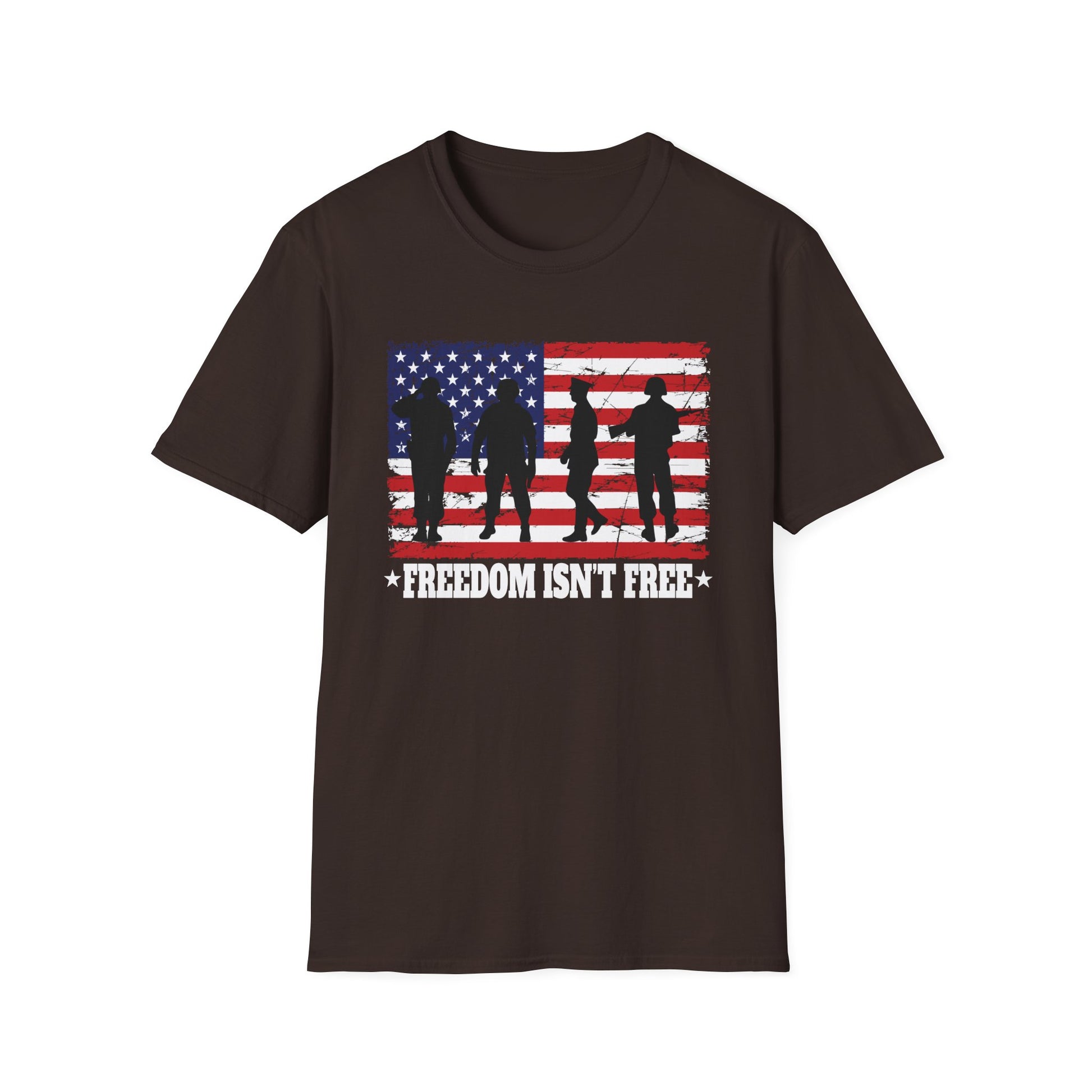 T-Shirt - "Freedom Isn't Free" American Flag Military Silhouette Tee