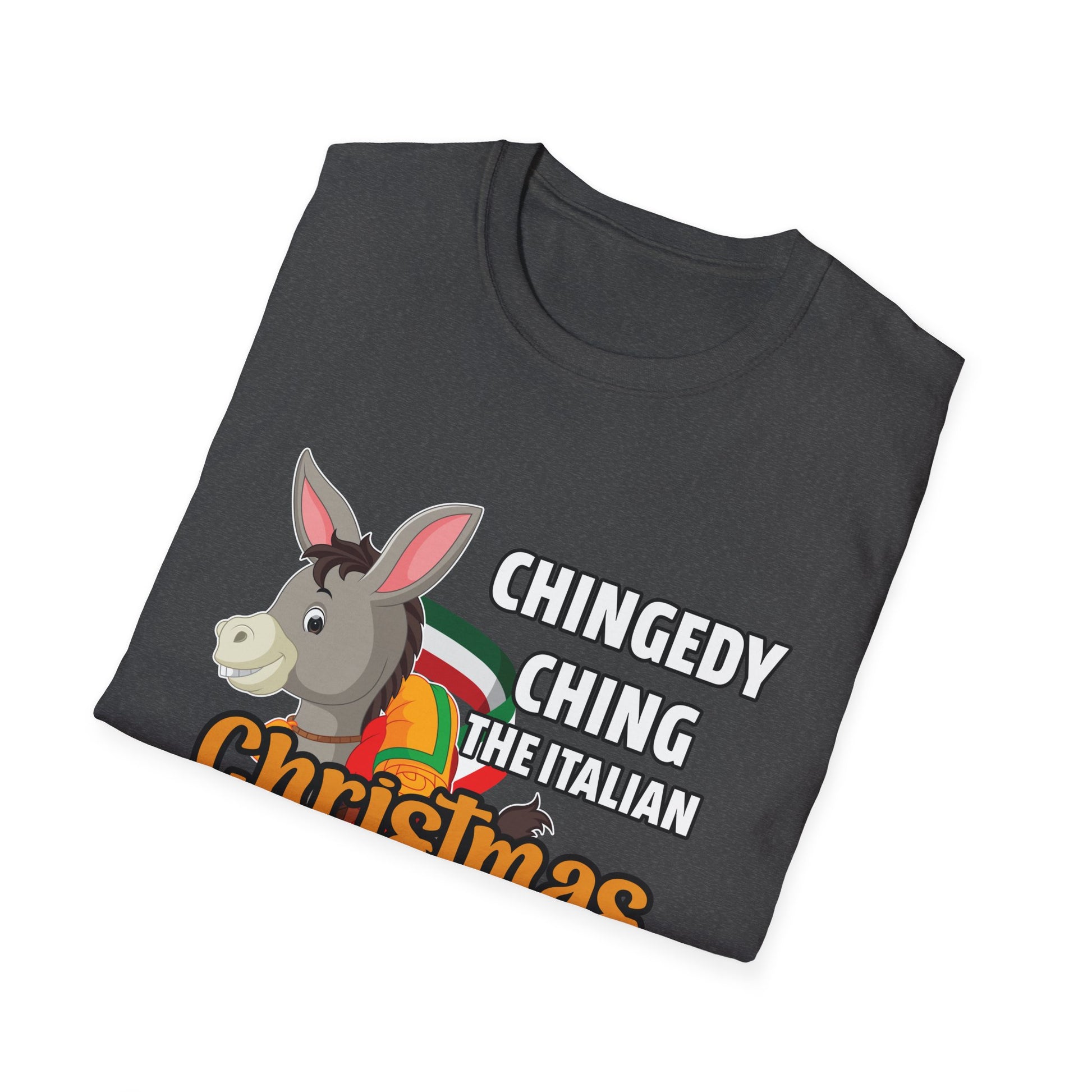 Christmas Donkey T-Shirt — "Chingedy Ching the Italian Christmas Donkey" Funny Holiday Tee