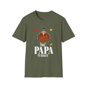 Papa Turkey T-Shirt — Thanksgiving Dad Tee with Cute Pilgrim Turkey Design