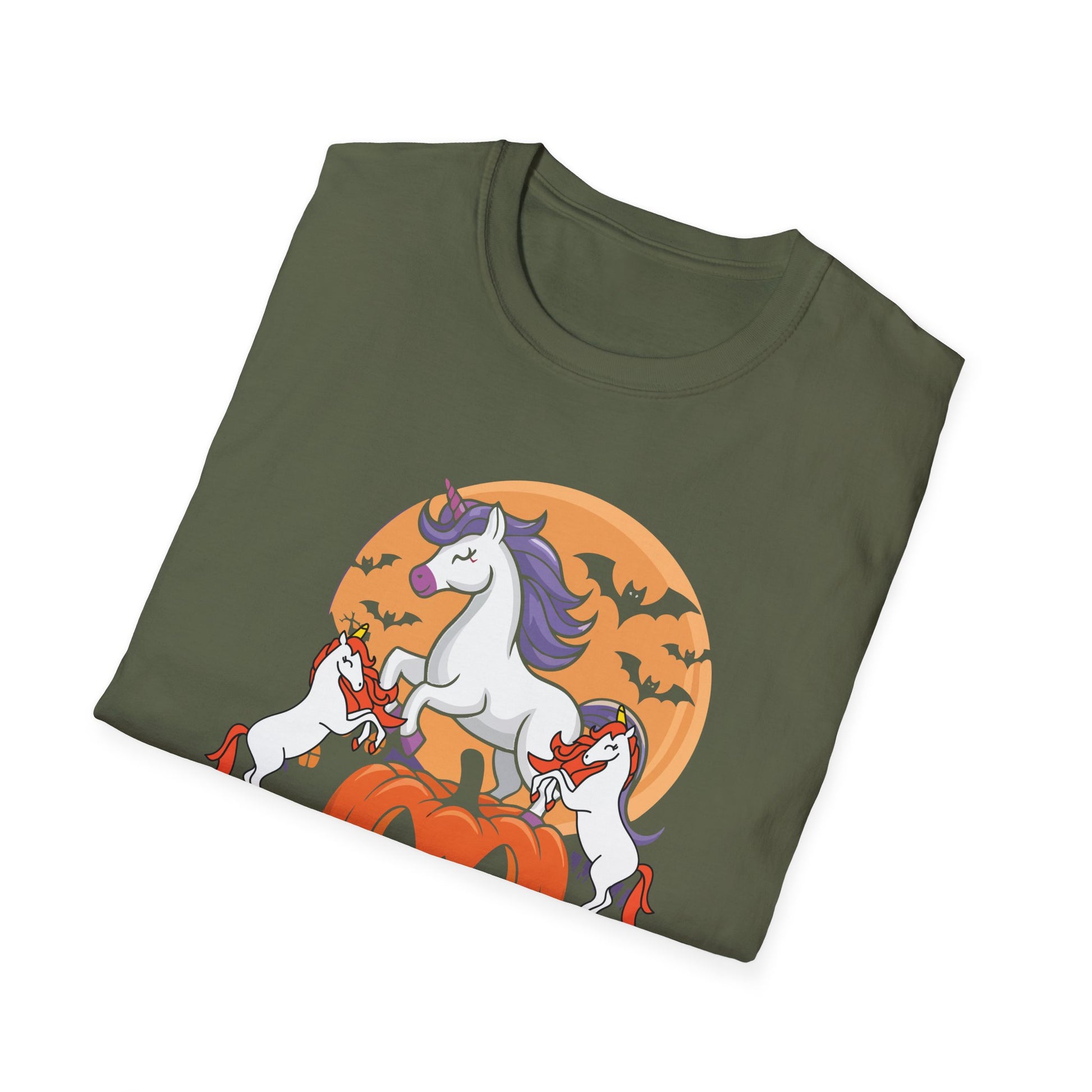 Halloween Unicorn T-Shirt — "Happy Haunti-Corn" Pumpkin & Bats Costume Tee