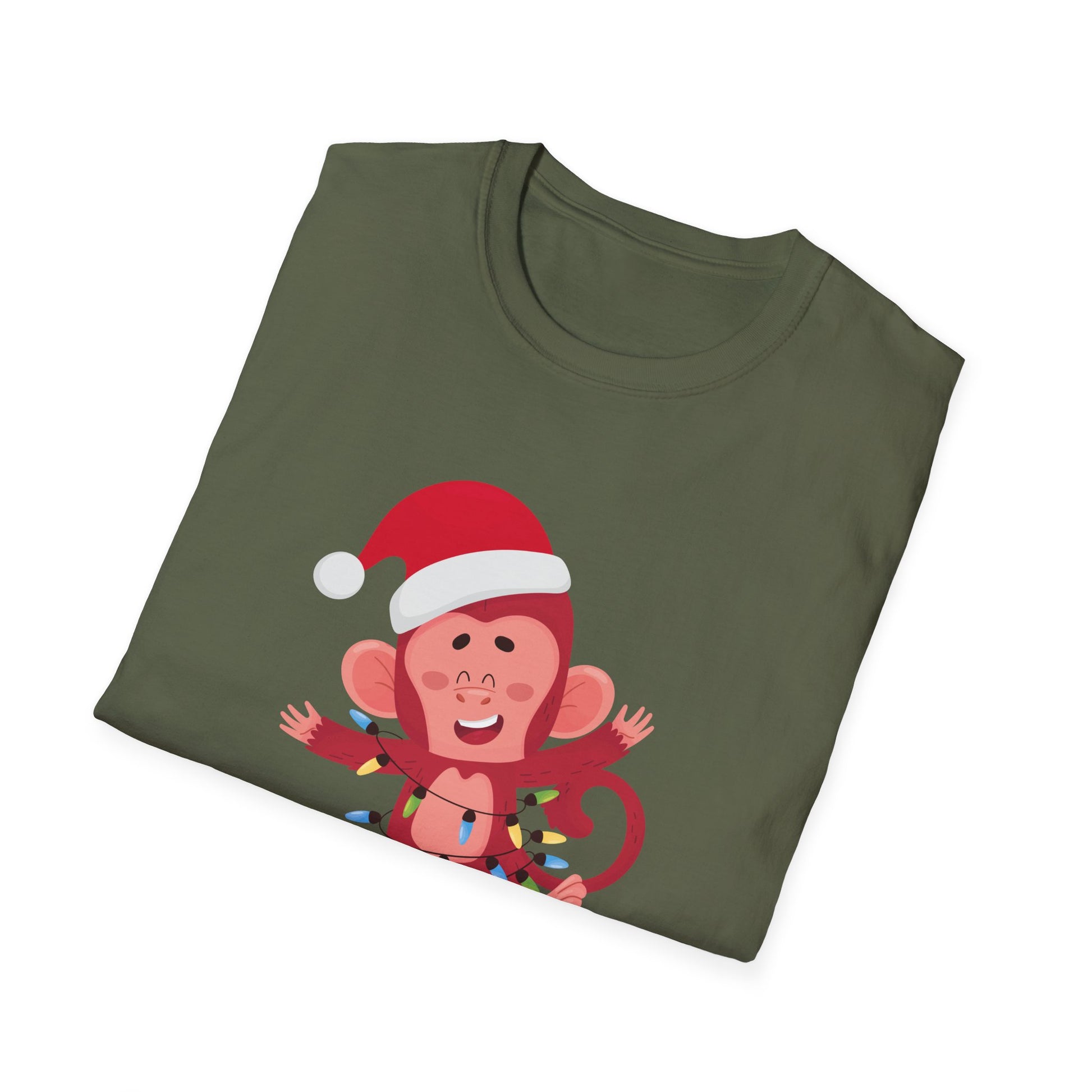 Christmas Sock Monkey T-Shirt — Cute Santa Monkey Holiday Tee