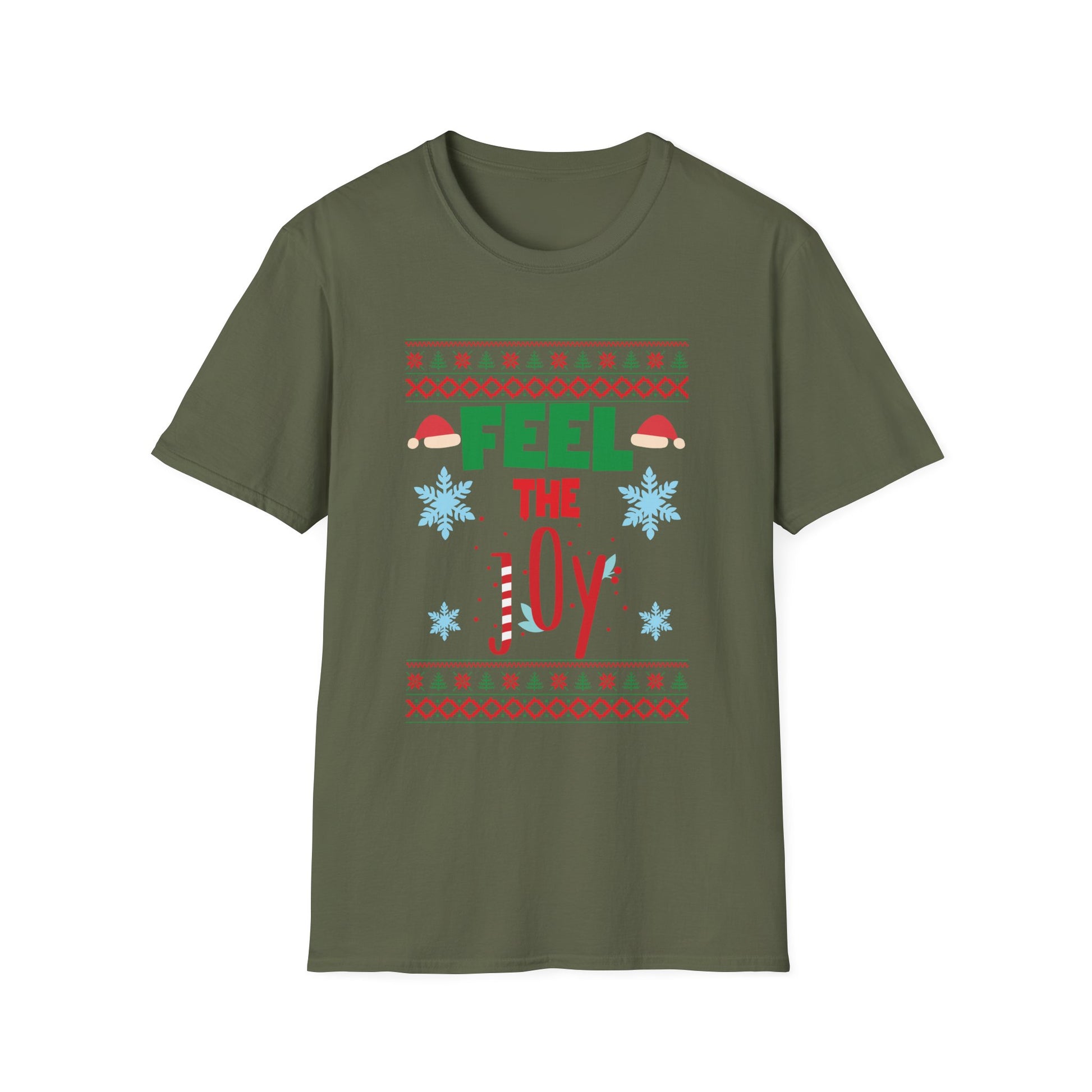 Feel the Joy Christmas T-Shirt — Holiday Ugly Sweater Style Tee