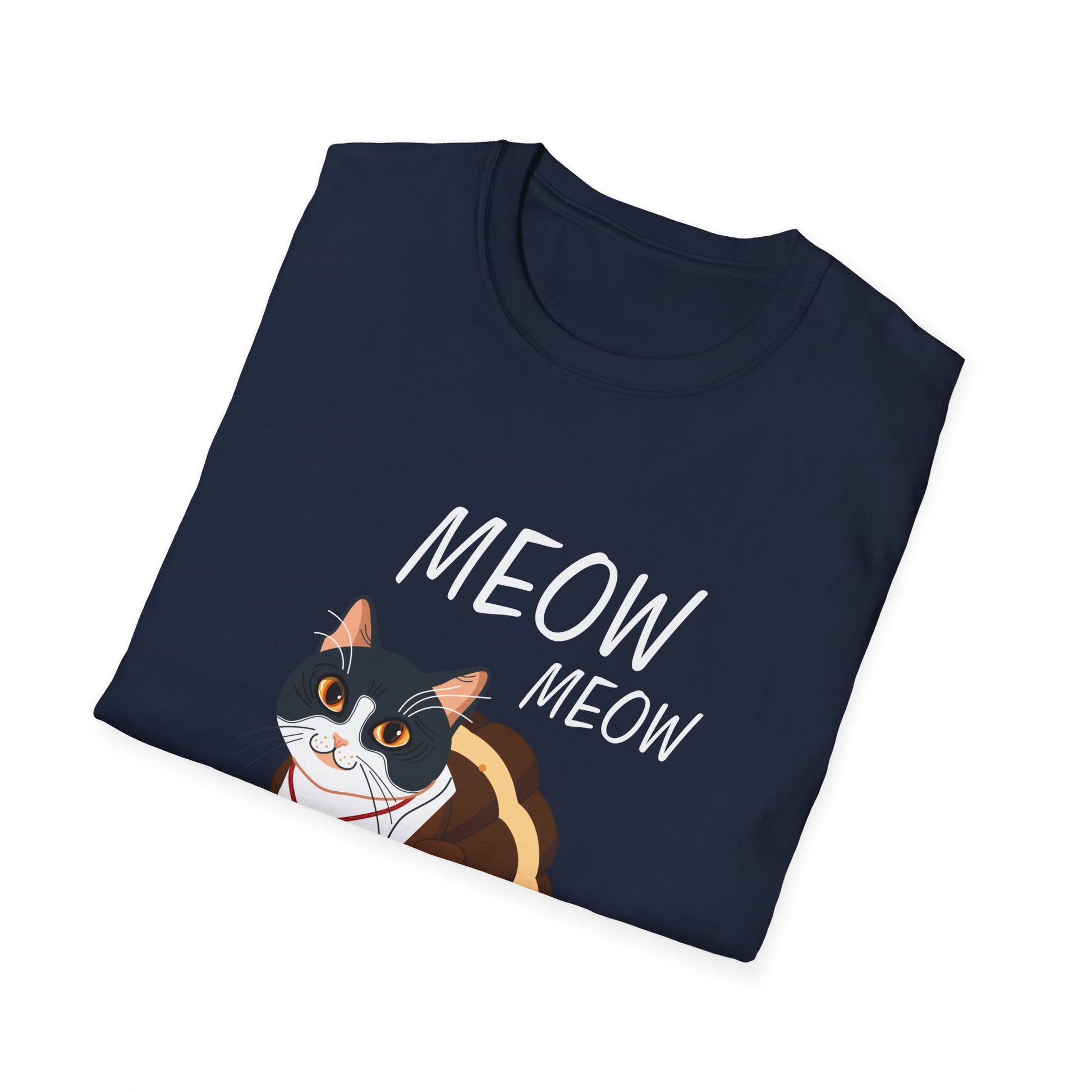 Meow Meow Cat Graphic T-Shirt — Cute Cartoon Cat Tee for Cat Lovers