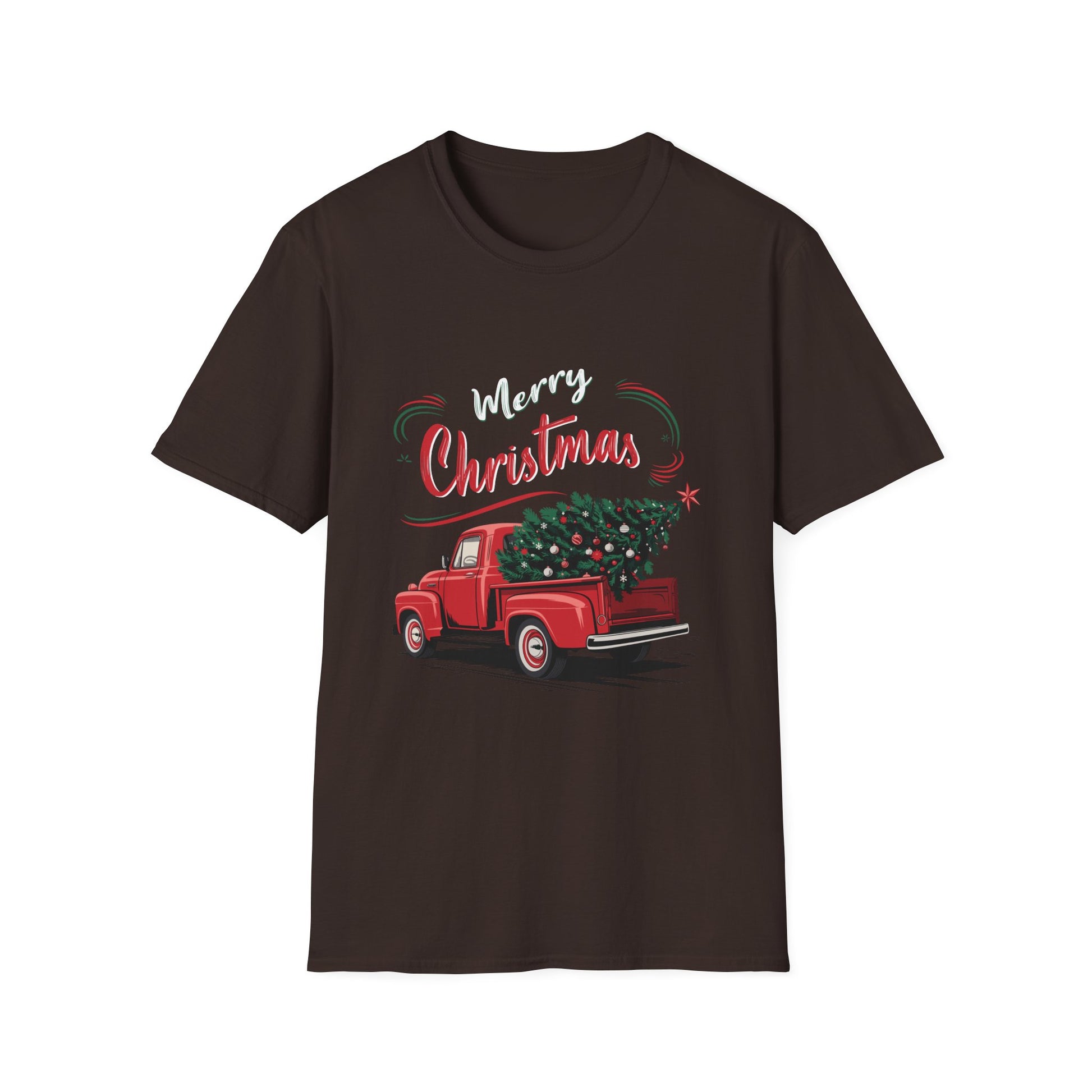 Vintage Wagon Red Truck Christmas Tree Pajama Family Xmas T-Shirt