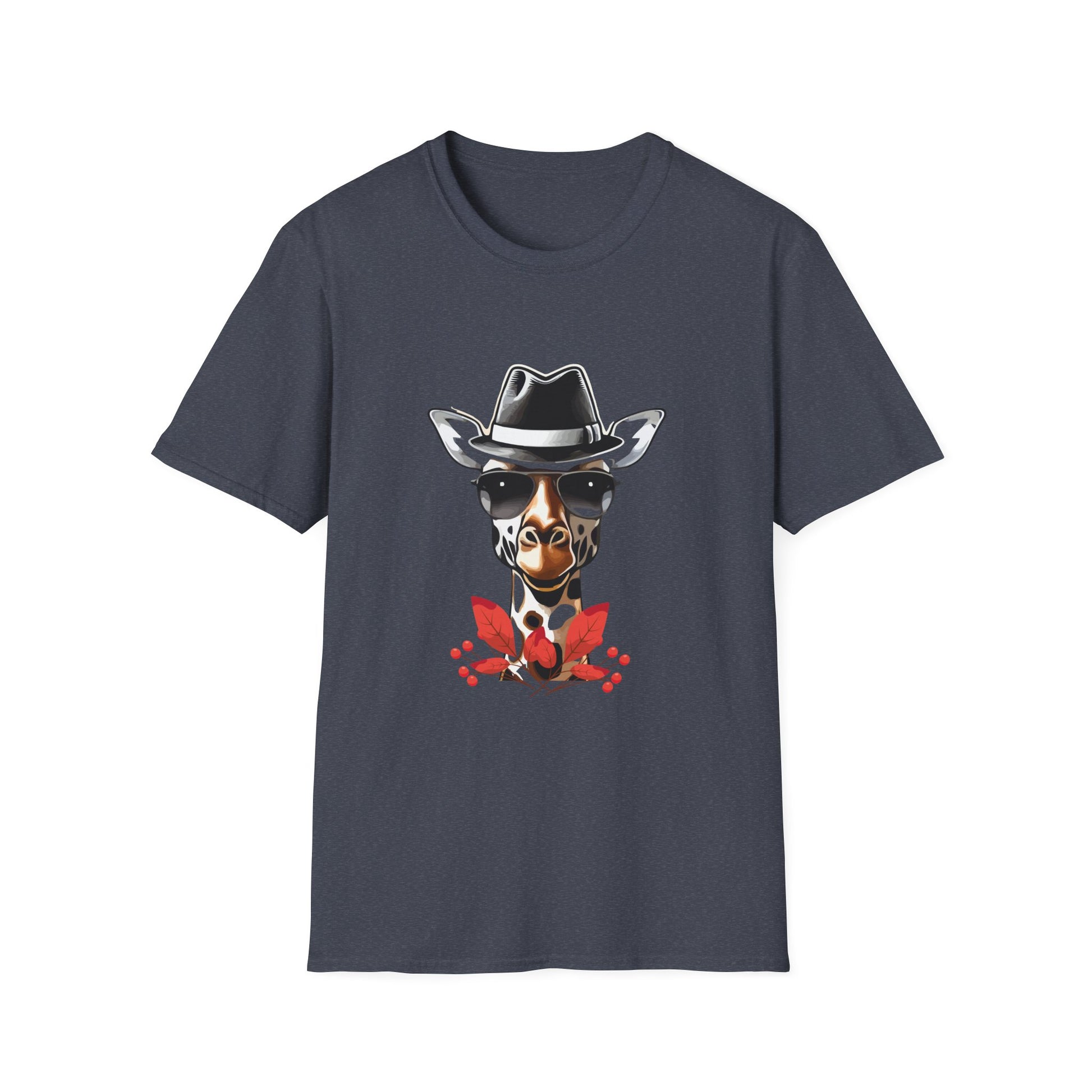 Cowboy Giraffe Graphic T-Shirt – Western Hat Giraffe with Red Rose Design  Unisex T-Shirt