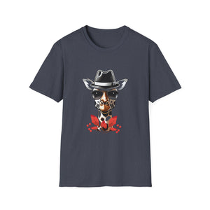 Cowboy Giraffe Graphic T-Shirt – Western Hat Giraffe with Red Rose Design  Unisex T-Shirt