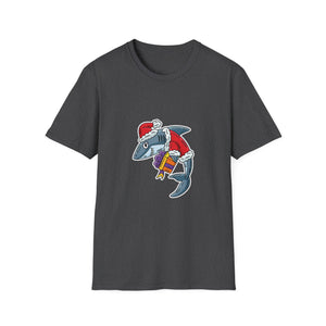 Christmas Shark Graphic T-Shirt — Santa Shark Holding Gifts Holiday Tee