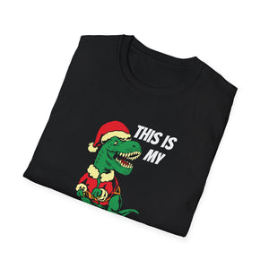 Christmas Pajama Shirt T‑Shirt — Funny T‑Rex in Santa Hat 