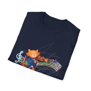 Cat Musician T-Shirt — Colorful Dancing Cat with Musical Notes