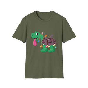 Holiday Lights Turtle T-Shirt — Cute Cartoon Turtle with Christmas String Lights