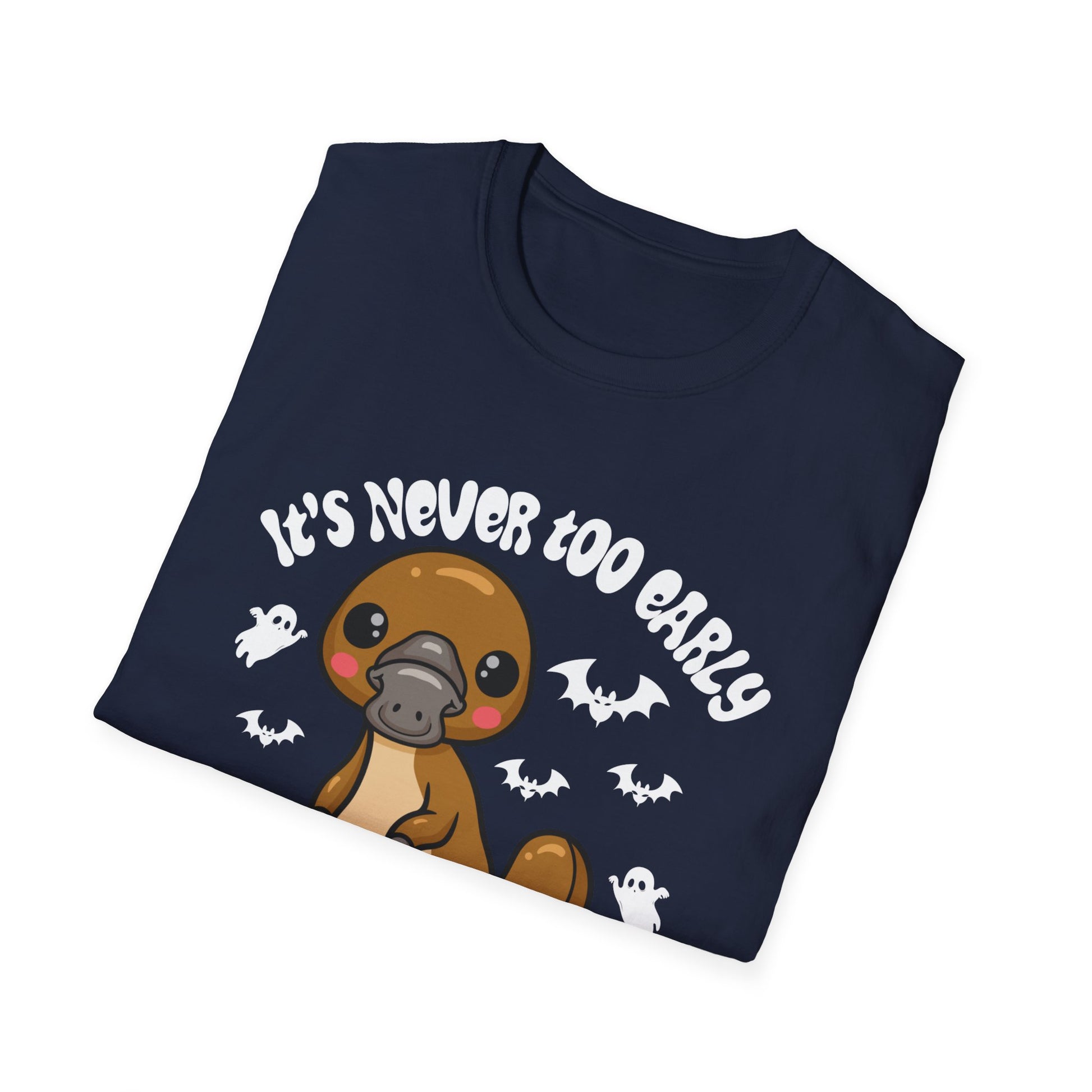 Halloween Platypus T-Shirt - "It’s Never Too Early for Halloween" Cute Spooky Tee