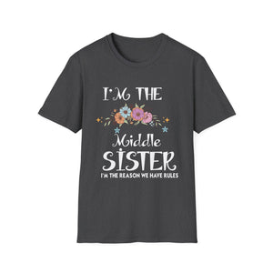 Middle Sister T-Shirt — “I’m the Middle Sister, I’m the Reason We Have Rules” Floral Tee
