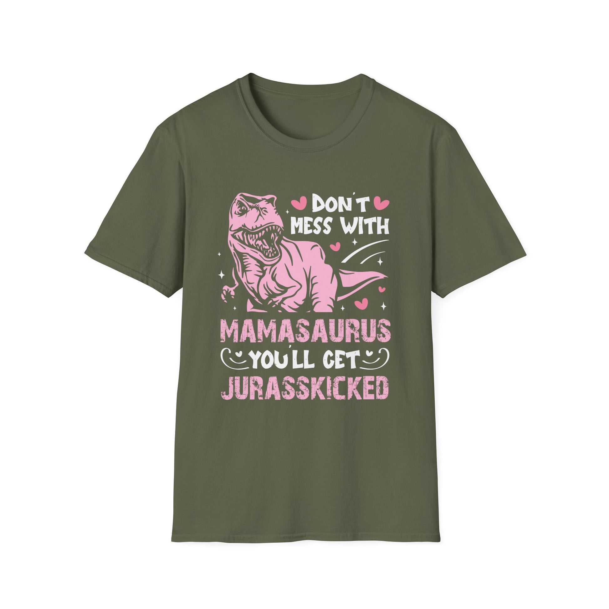 Mamasaurus T‑Shirt — "Don't Mess With Mamasaurus You'll Get Jurasskicked" Dinosaur Mom Tee