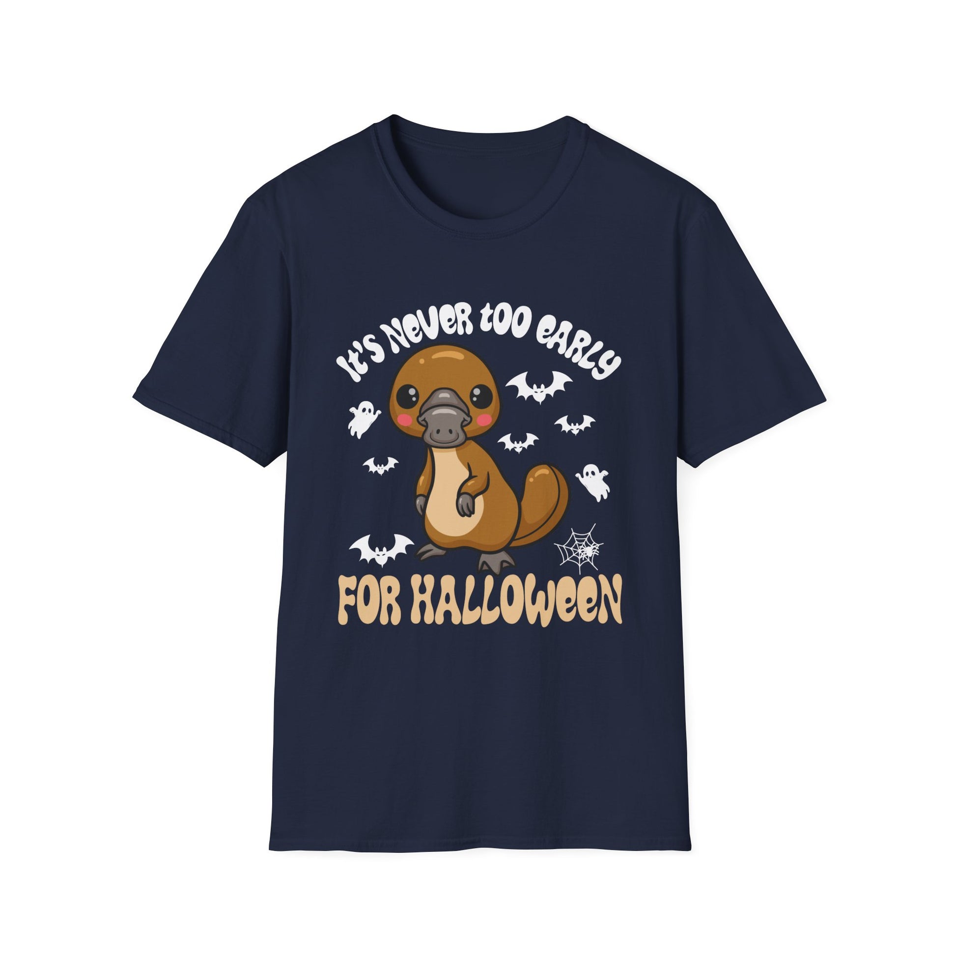 Halloween Platypus T-Shirt - "It’s Never Too Early for Halloween" Cute Spooky Tee
