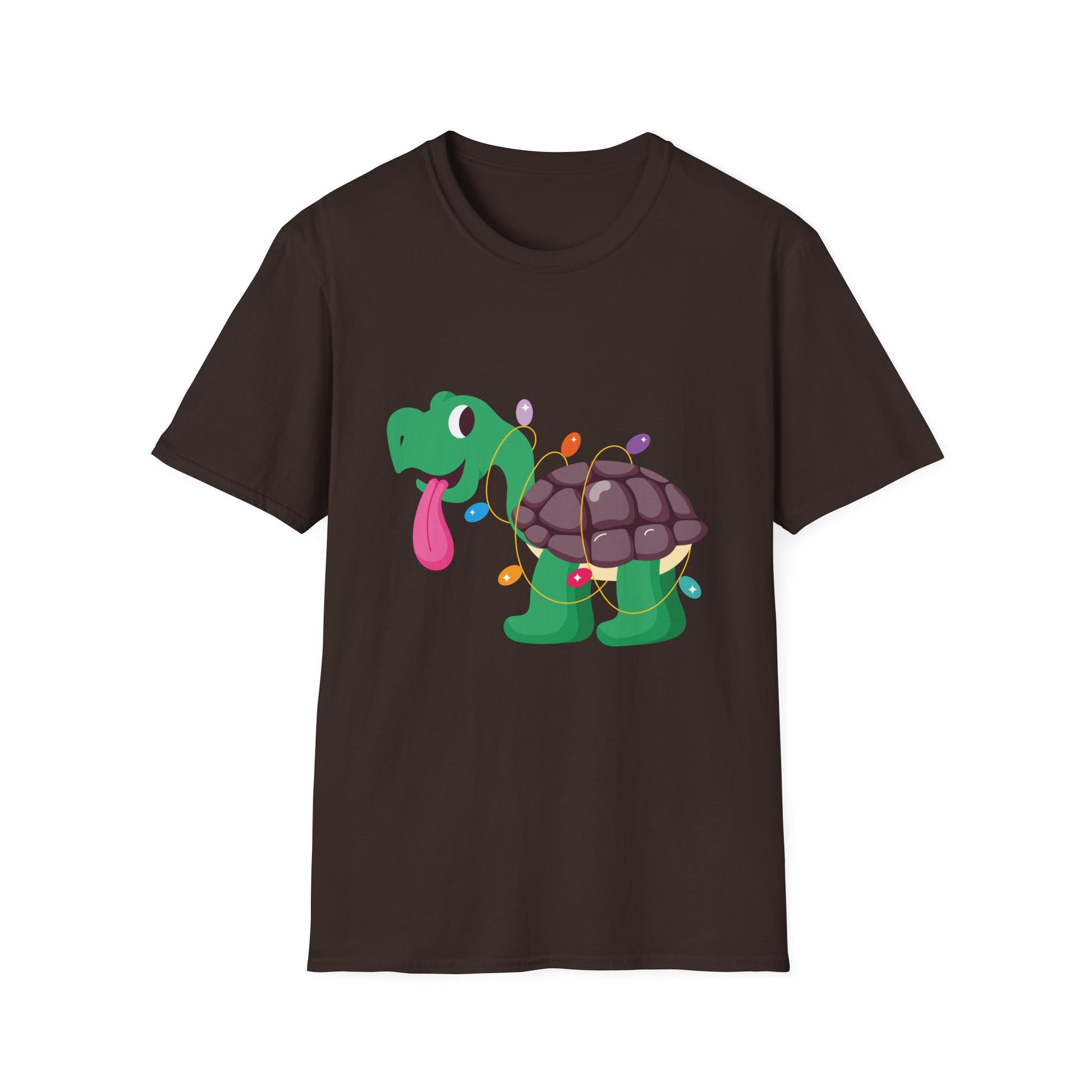 Holiday Lights Turtle T-Shirt — Cute Cartoon Turtle with Christmas String Lights