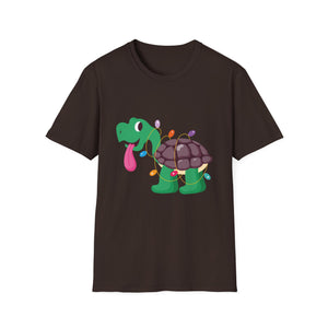Holiday Lights Turtle T-Shirt — Cute Cartoon Turtle with Christmas String Lights