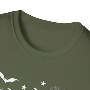 Halloween Boo Ghost Pumpkin T-Shirt — Spooky Bat & Candy Pattern Tee