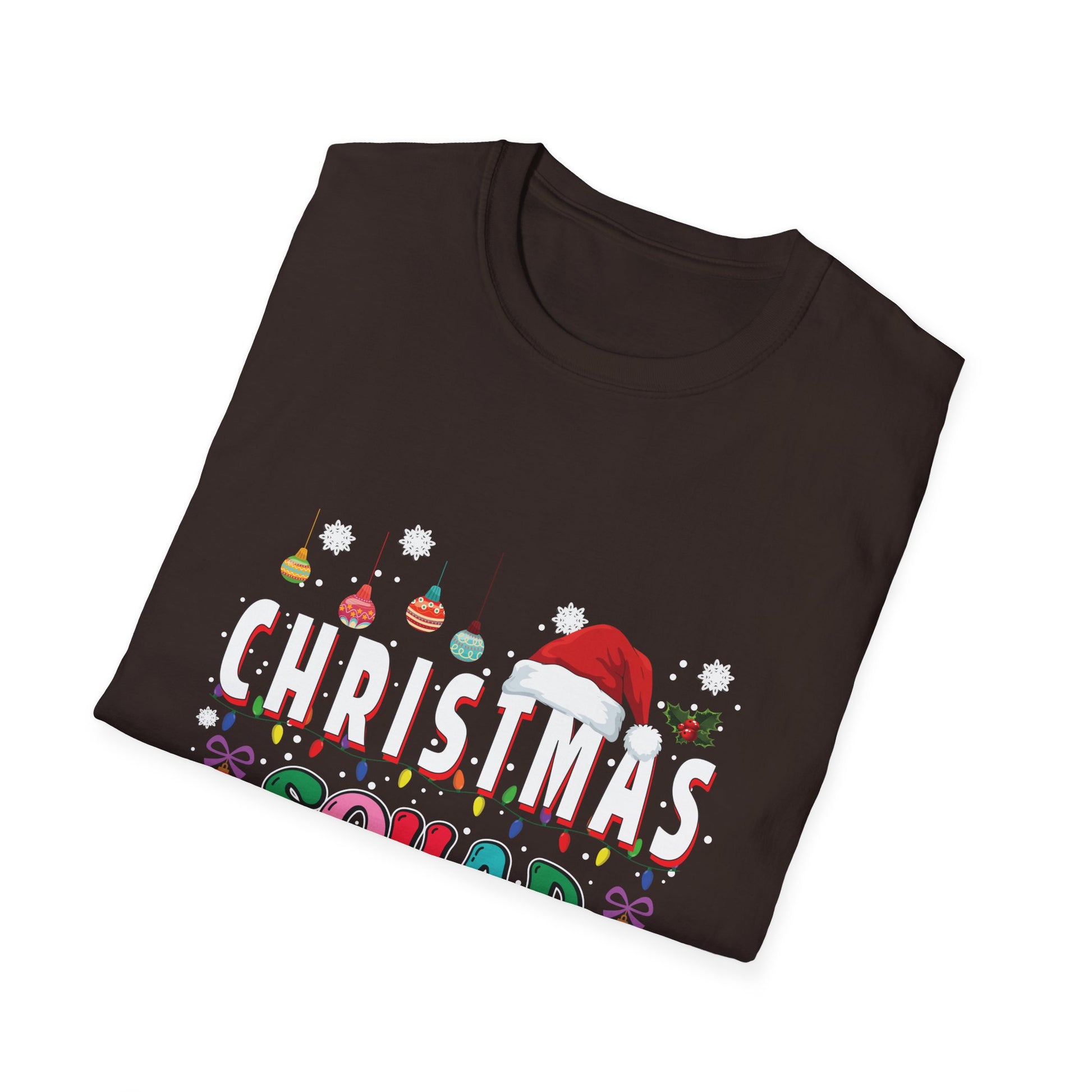 Christmas Squad T-Shirt — Festive Holiday Family Tee with Santa Hat & Ornaments