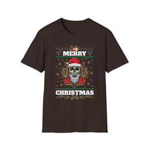 Merry Christmas Skull T-Shirt — Santa Skull Holiday Tee